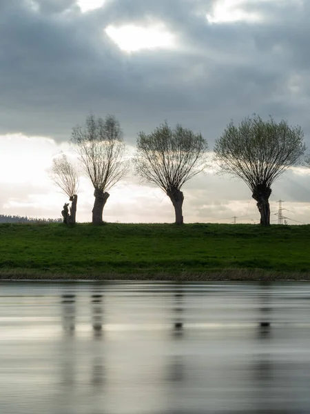 Paysage Sur Rivière Coucher Soleil — Photo