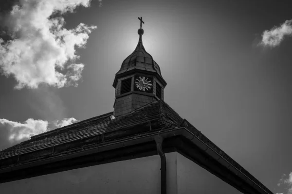 Igreja Velha Relógio Impressionante Luz Sol Alemanha — Fotografia de Stock