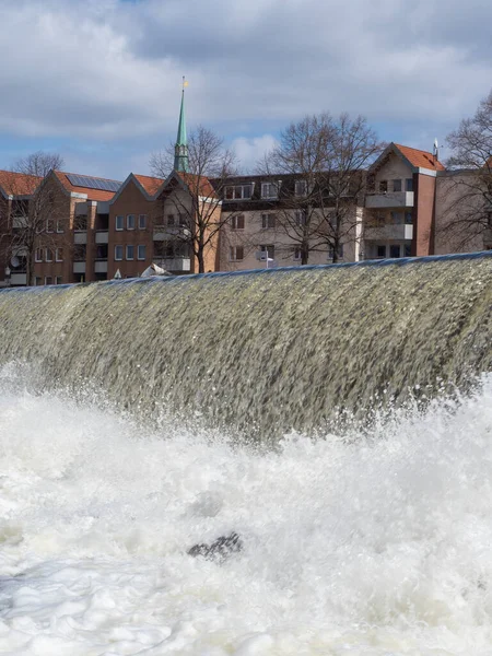 Waterfall River Weser City Hamelin Germany — Stock Photo, Image