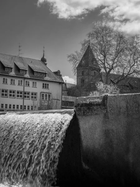 Waterfall River Weser City Hamelin Germany — Stock Photo, Image