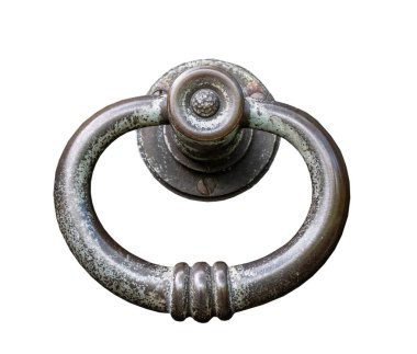 Beyaz izole edilmiş klasik kapı tokmağı.