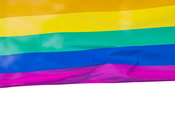 Regenboog Vlag Zonneschijn Wit Geïsoleerd Stockfoto