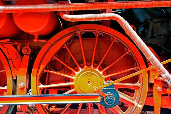Wheels  of old locomotive on the rails — Stock Photo, Image