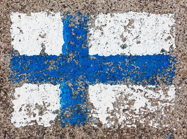 Flagga Finland på betongvägg — Stockfoto