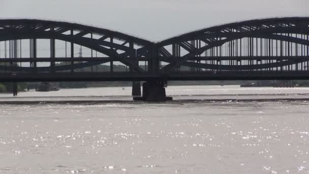Puente ferroviario sobre el río Elba — Vídeo de stock