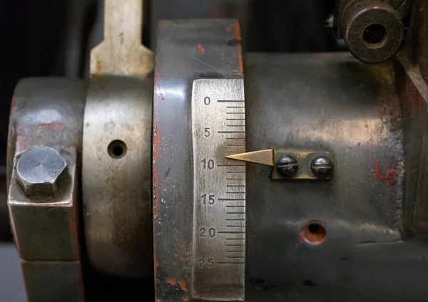 Scale with a pointer on old machine in printing house — Stock Photo, Image