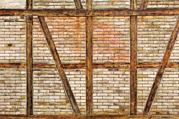 Brick wall of the half timbered house — Stock Photo, Image