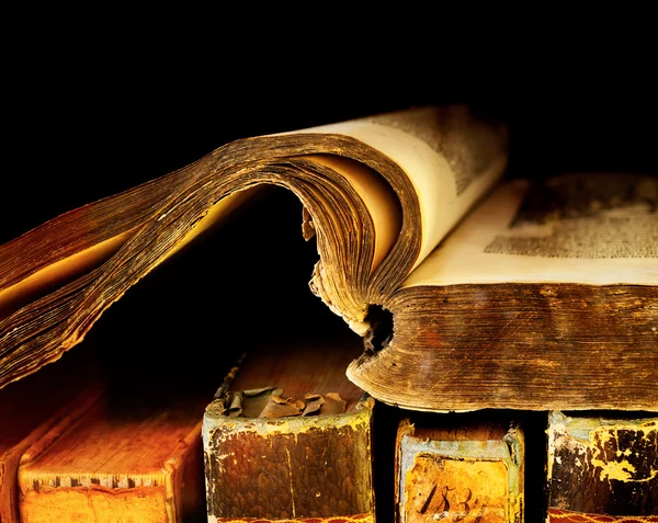 Old and ancient books on a shelf — Stock Photo, Image