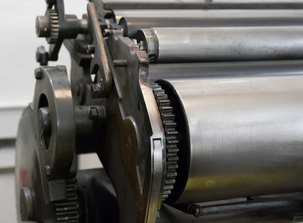 Gears of the old machine in a printing house — Stock Photo, Image