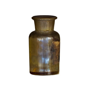 Beyaz arka plan üzerinde eski kimyasal şişe