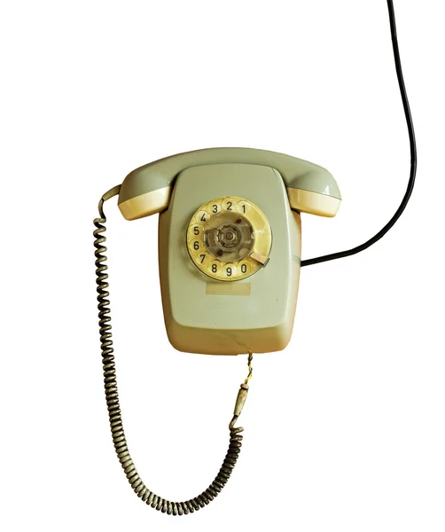 El teléfono viejo con cable sobre fondo blanco — Foto de Stock