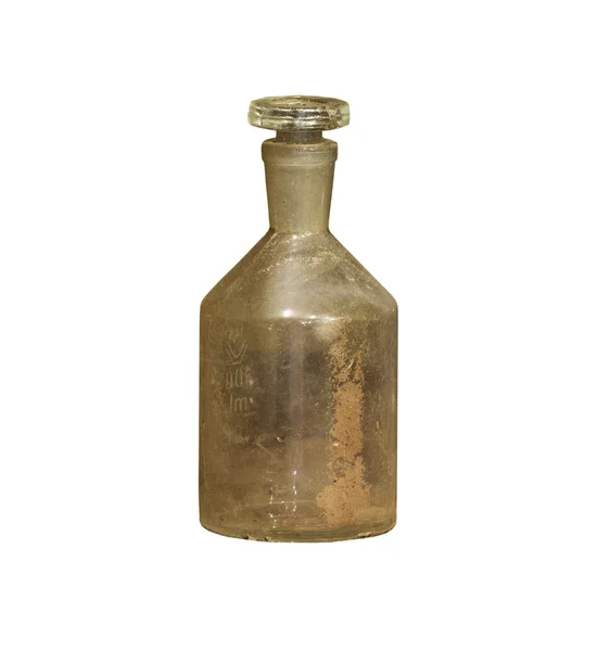 Vieja botella química sobre fondo blanco — Foto de Stock