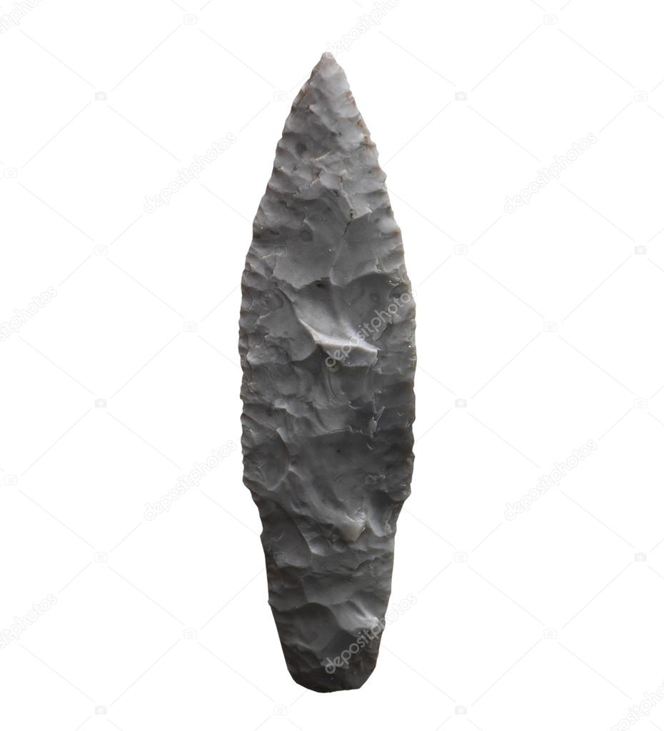 The Ancient stone knife on a white background