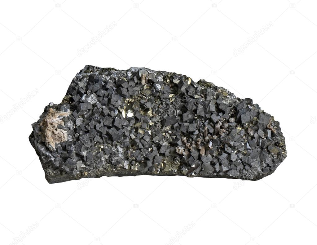 Arsenopyrite ore on white background, isolated