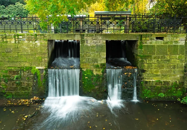 The waterfall on creek in City Bueckeburg — Stock Photo, Image