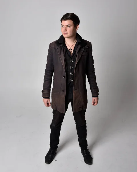 Full Length Portrait Brunette Man Wearing Black Shirt Gothic