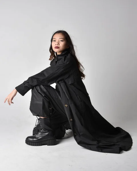 Full Length Portrait Pretty Young Asian Girl Wearing Black Tank — Stock fotografie