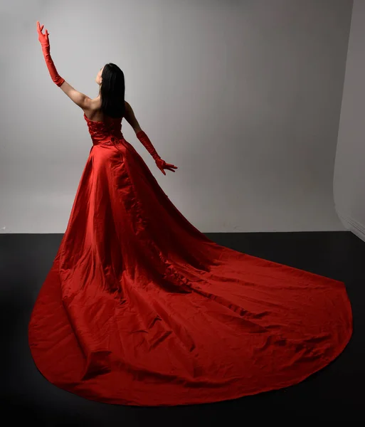 Full Length Portrait Beautiful Young Asian Woman Wearing Red Corset — Foto de Stock