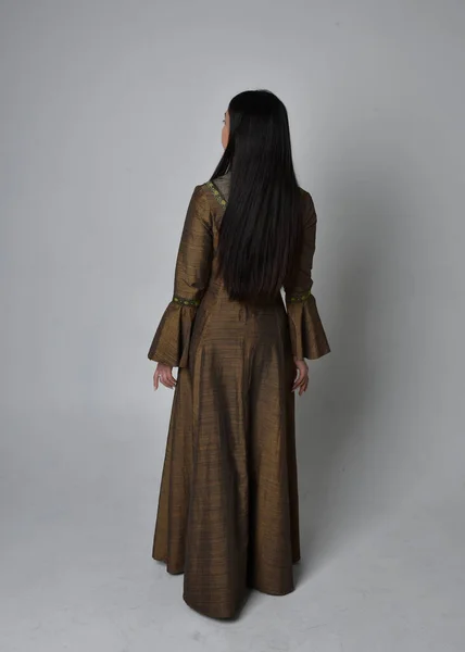 Orta Çağ Fantezi Elbisesi Giymiş Uzun Saçlı Güzel Asyalı Bir — Stok fotoğraf