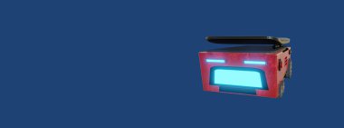 Otomasyon robotu AGV (Otomatik güdümlü araç), fabrika, robotik öğrenme yapay zeka veya yapay zeka, izole edilmiş arka plan, kırpma yolu ile 3D çizim çizimi