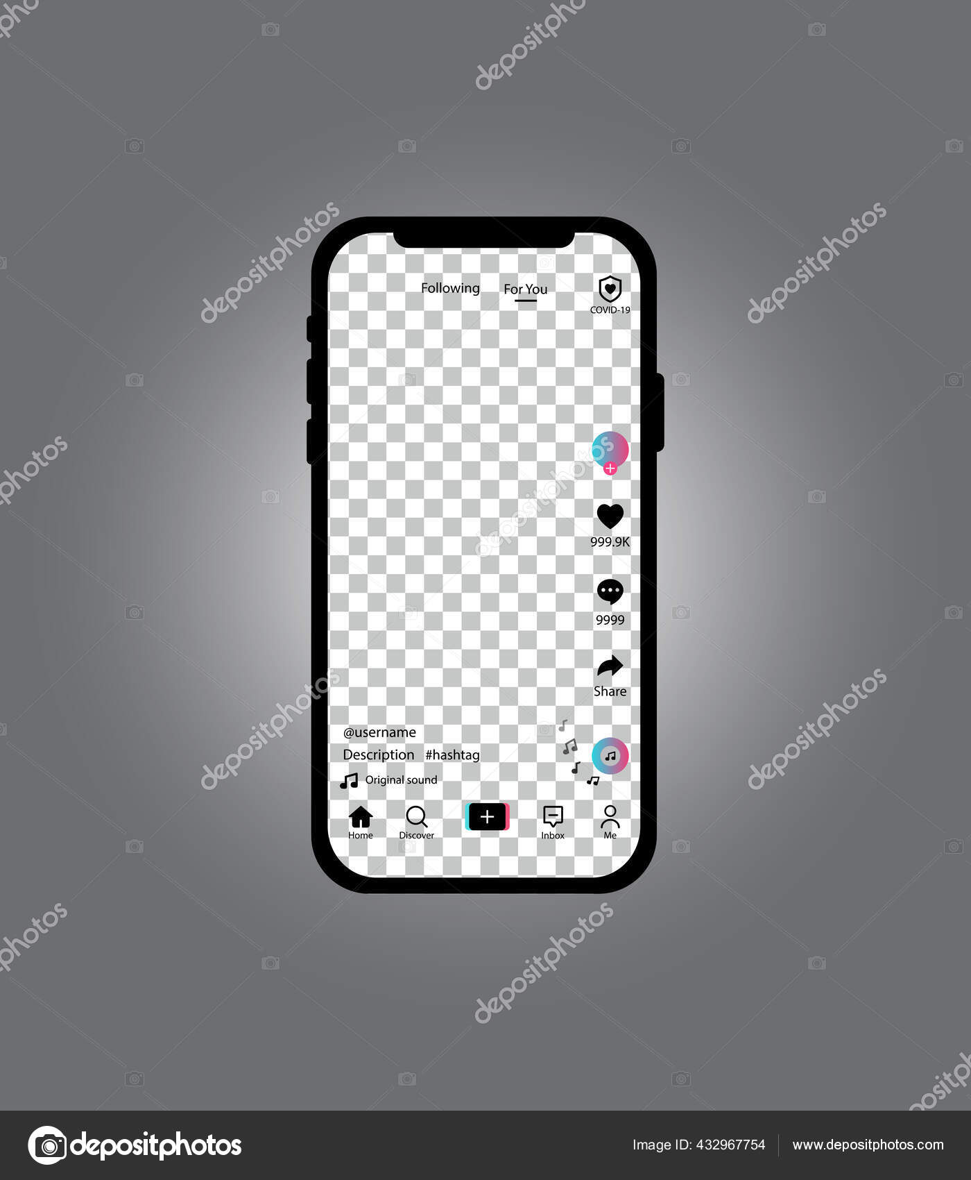 Screen Interface Social Media Application Isolated Grey Background Layout  Profile Stock Vector Image by ©dennistelnovv #432967754