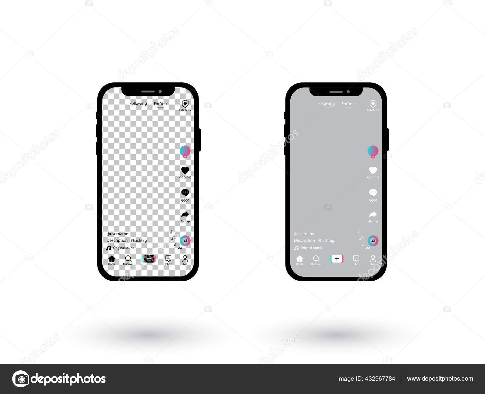 Tik Tok Screen Interface Social Media Application Isolated White Background  Stock Vector Image by ©dennistelnovv #432967784