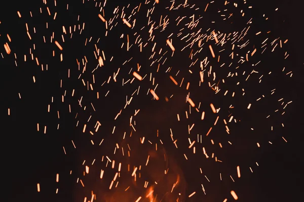 Perto Faíscas Fogo Faíscas Fundo Preto Extravagância Fogo Magia Com — Fotografia de Stock