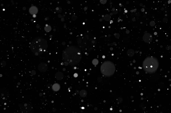 Bokeh Nieve Blanca Sobre Fondo Negro Nevada Nuevo Elemento Diseño — Foto de Stock