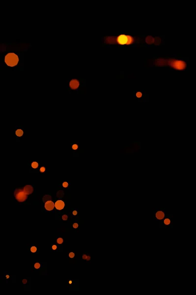 Bokeh Orange Sur Fond Noir Étincelles Brûlantes Floues Feu Des — Photo