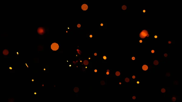 Orange Bokeh Black Background Burning Blurred Sparks Fire Particles Burning — Stock Photo, Image