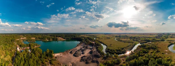 Gyönyörű Panoráma Vidék Egy Bazalt Kőbánya Folyók Tavak Nyugat Ukrajna — Stock Fotó