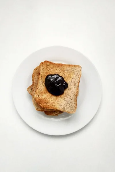 Knusprige Sehnsucht Mit Schokolade Zum Frühstück Toast Und Schokolade Auf — Stockfoto