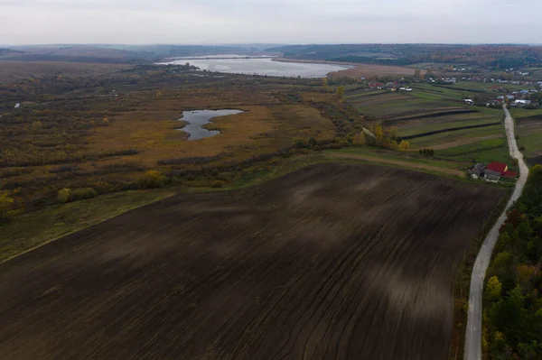 Vista Panorámica Los Campos Bosques Ucranianos Ternopil Otoño Nuevo — Foto de Stock