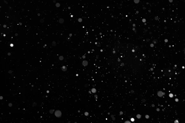 Bokeh Nieve Blanca Sobre Fondo Negro Nevada Nuevo Elemento Diseño — Foto de Stock