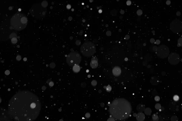 Bokeh Neve Bianca Sfondo Nero Nevicata Nuovo Elemento Design — Foto Stock