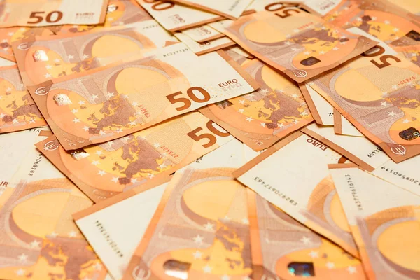 Moneda Europea Frente Cincuenta Euros Ahorrando Dinero Moneda Extranjera Nuevo — Foto de Stock