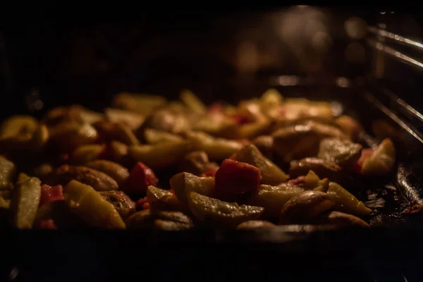 Baked Potatoes Oven — Stock Photo, Image