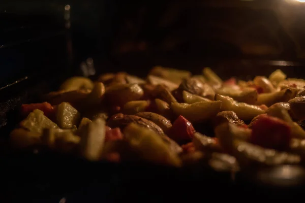 Baked Potatoes Oven — Stock Photo, Image