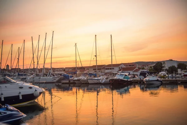 Shallop Skiff Yachts Holiday Street Marine City Vodice House Summer — Stock Photo, Image