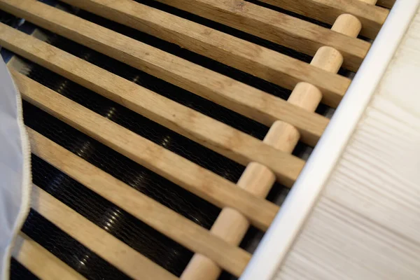 White Curtain Flies Wind Ventilation Floor Heating Balcony Insulation Floor — Stock Photo, Image