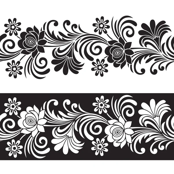 Borde floral sin costuras — Vector de stock