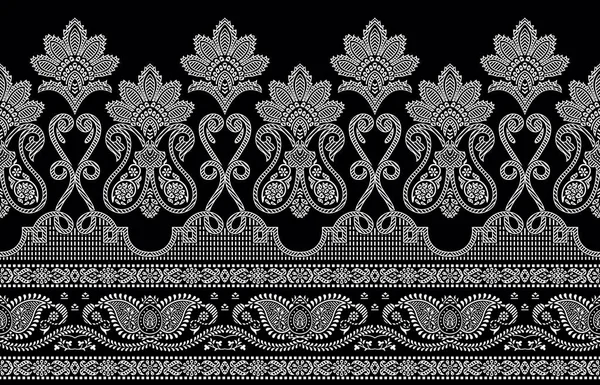 Traditional Seamless Asian Paisley Border — Stock Vector