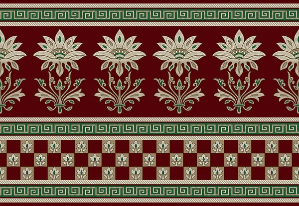 矢量古埃及花卉边框设计 — 图库矢量图片