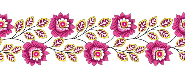 Diseño Borde Floral Textil Vectorial Sin Costuras — Vector de stock