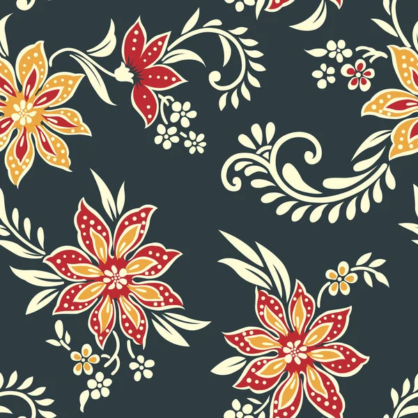 Diseño Patrón Flor Textil Asiática Sin Costuras — Vector de stock