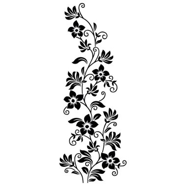Siyah ve beyaz süslemeli çiçek motifi tasarımı