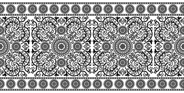 Bordure Florale Décorative Noir Blanc — Image vectorielle