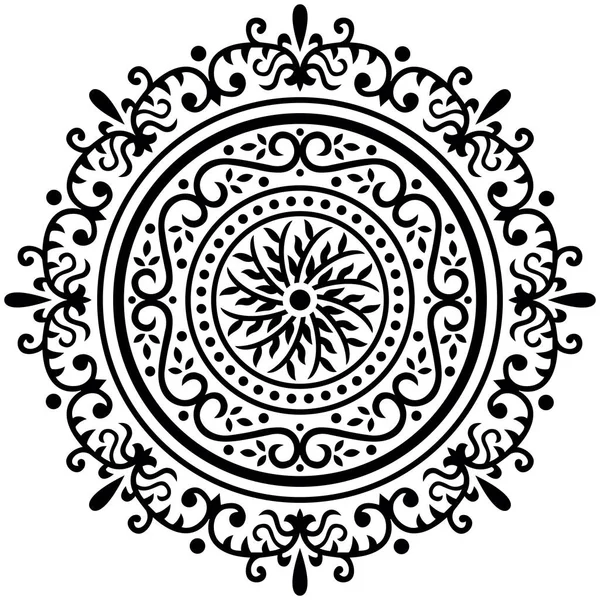 Tradiční Asijské Černobílé Mandala Design — Stockový vektor