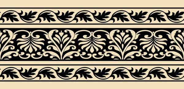 Diseño Borde Floral Vintage Sin Costuras — Vector de stock