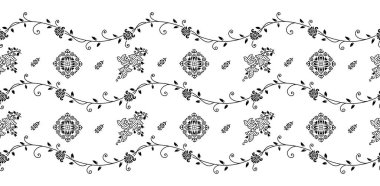 Vektör küçük dalgalı çiçek kenarı